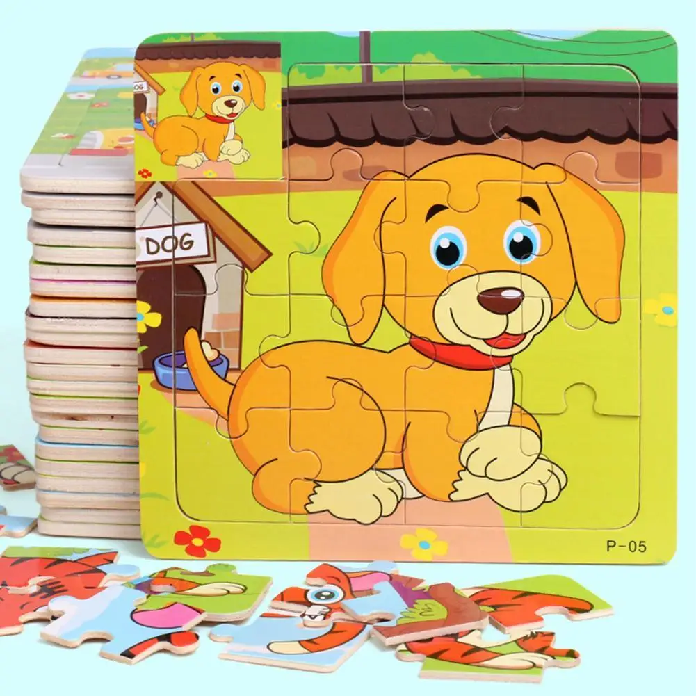 

20 Slice Wooden Puzzle Toy Children Baby Educational Learning Toys For Kid Cartoon Animal/Traffic Vehicle Wood Jigsaw 3D Puzzles