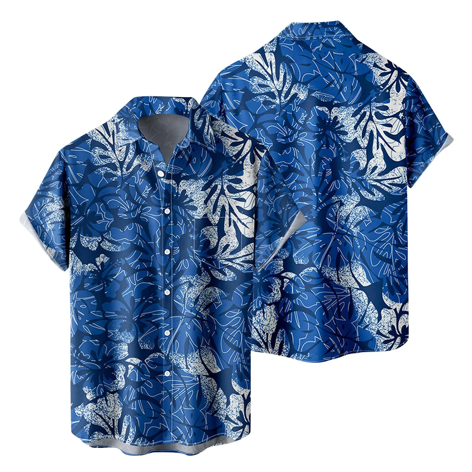 

Large Mens Long Sleeve Shirts Mens Fashion And Leisure 3D Digital Printing Buckle Lapel Short Sleeve Shirt Top
