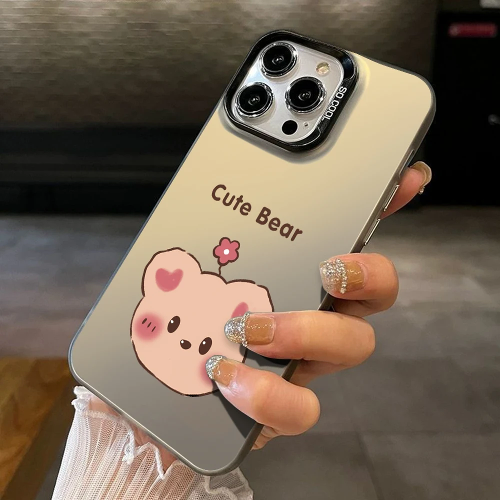 Чехол для Realme C65 C67 4G 5G C63 C55 C53 C51 Cute Rabbit Bear Cover C25Y C21Y C11 C30 C20 C12 IMD Plating