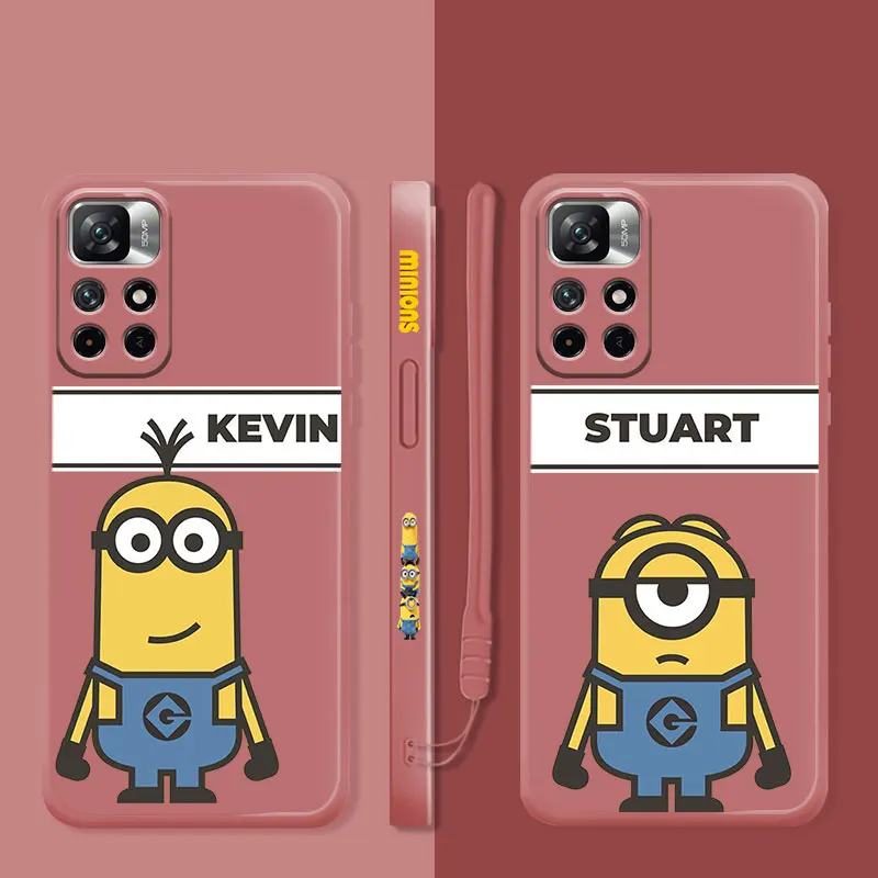 

Liquid Candy Phone Case For Xiaomi Redmi Note 11 11T 9 9S 8 10 Pro for Redmi 8 9T 9A 9C 10C K40 Cartoon Minions Stuart Kevin