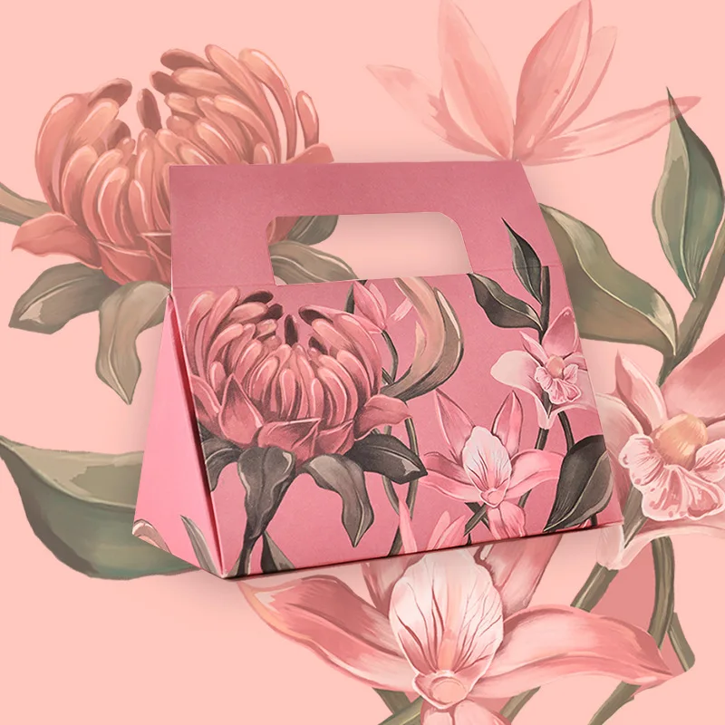 

20pcs Pink Ins Style Candy Box Candy Tote Bag Flower Romantic Gift Bag Creative Candy Packaging