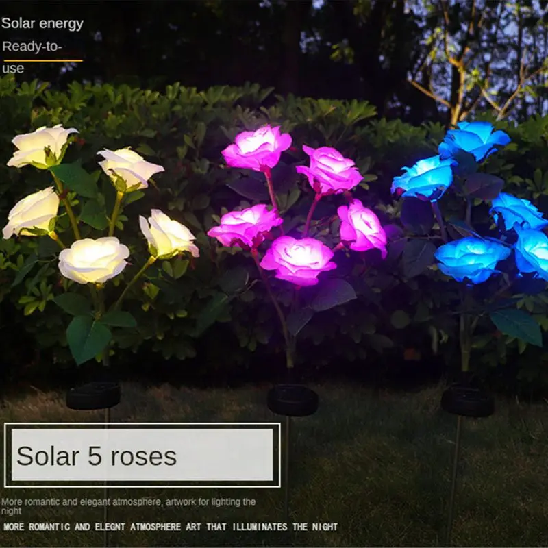 

Solar Outdoor Lights Garland 5 Head LED Rose Solar Lights Outdoor Solar Lights Garden Decoration Valentines Wedding Event Party