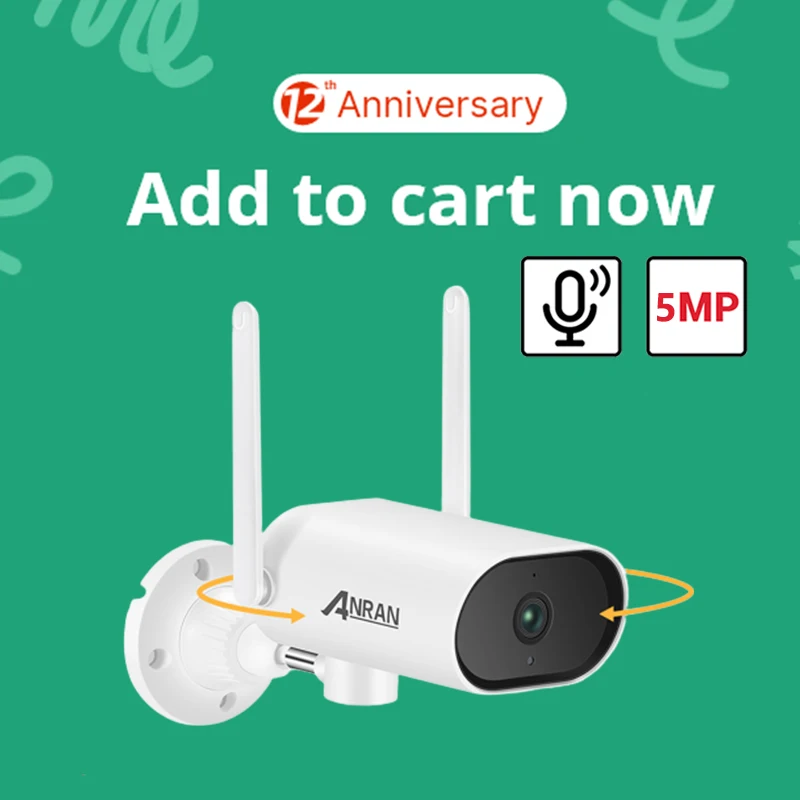 

IP-камера видеонаблюдения ANRAN, 5 Мп, PTZ, Wi-Fi
