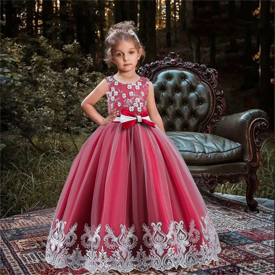 

Lace Flower Girls Dress For Wedding Birthday Gown Elegant Kids Girl Christmas Party Dresses Children Formal Evening Vestidos