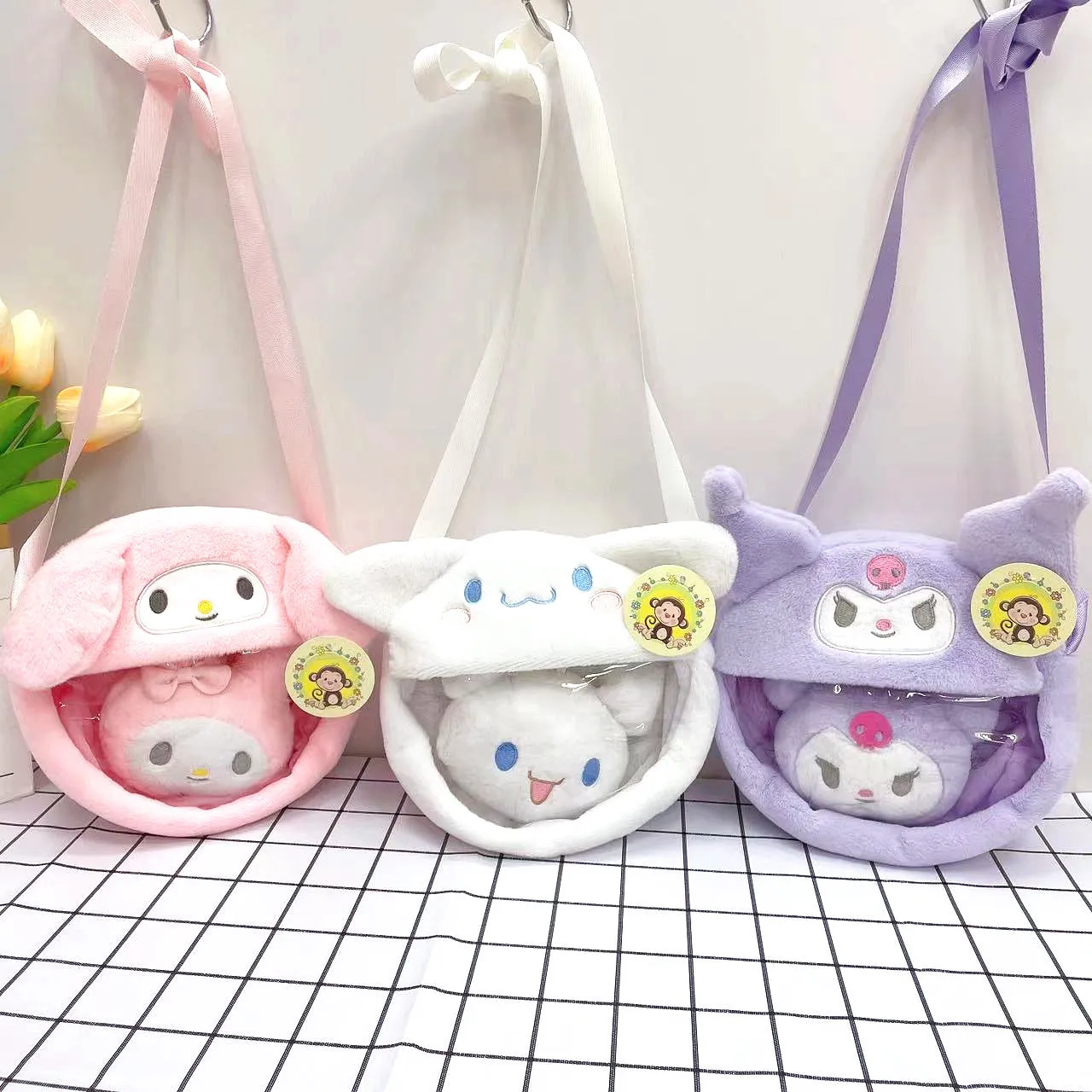 

New Sanrio Plush Bag Phone Bag My Melody Kuromi Cinnamoroll Plush Bags Kawaii Cartoon Birthday Christmas Plushies for Girl Gift