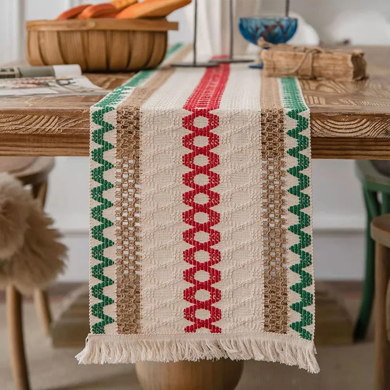 

Cotton Linen Woven Table Flag Bohemian Style Table Towel Tea Table Bedside Table Cover Cloth Desktop Decoration Products