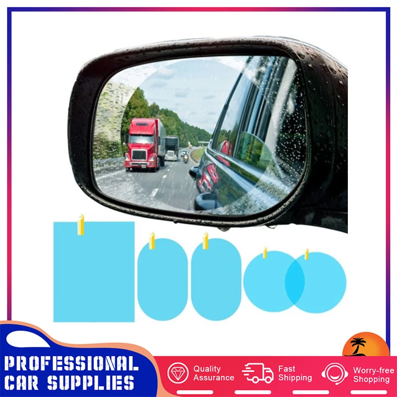 

Car Sticker Rainproof Film Car Rearview Mirror Rain Film for Clear sight Anti-reflective Anti-glare Round Rectangle Oval Shape