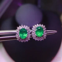 european and american fashion elegant natural emerald earrings 925 sterling silver for women jewelry birthday gift 45mm