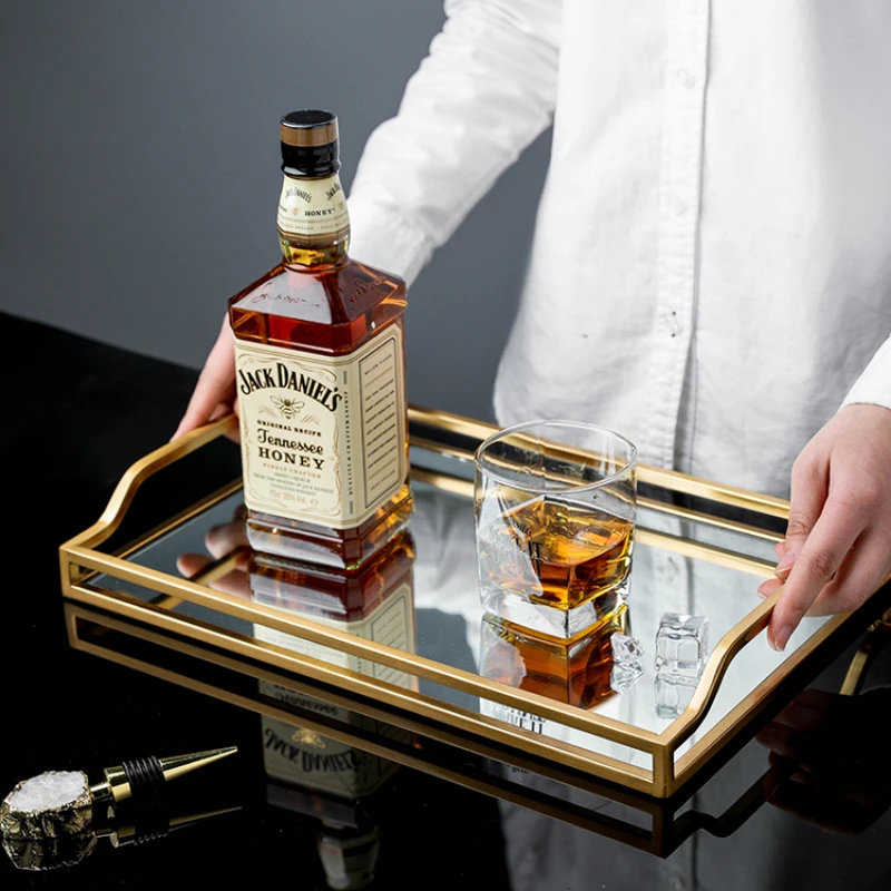 Поднос из позолоченного стекла зеркальный поднос для хранения прямоугольное