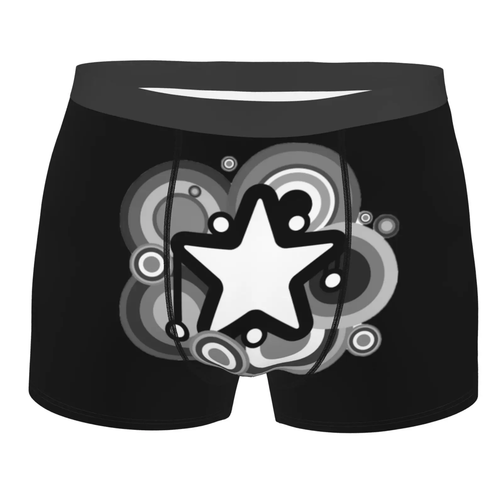 

Abstract Star Grey Circle Men Underwear Male Underpants Double Sides Printed Soft Breathable Machine Wash Print Polyester Soft