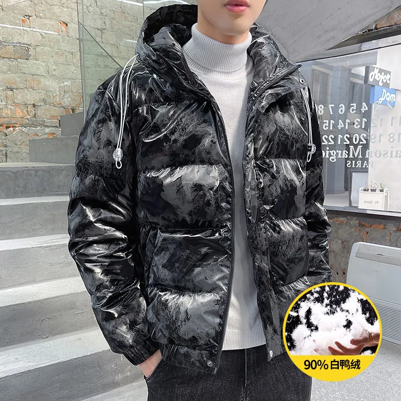 Fashion Warm Thicken Men's Parkas Winter New Brand Men's Solid Hooded Down Coats Outdoor Windproof Jackets Casual Men Clothing