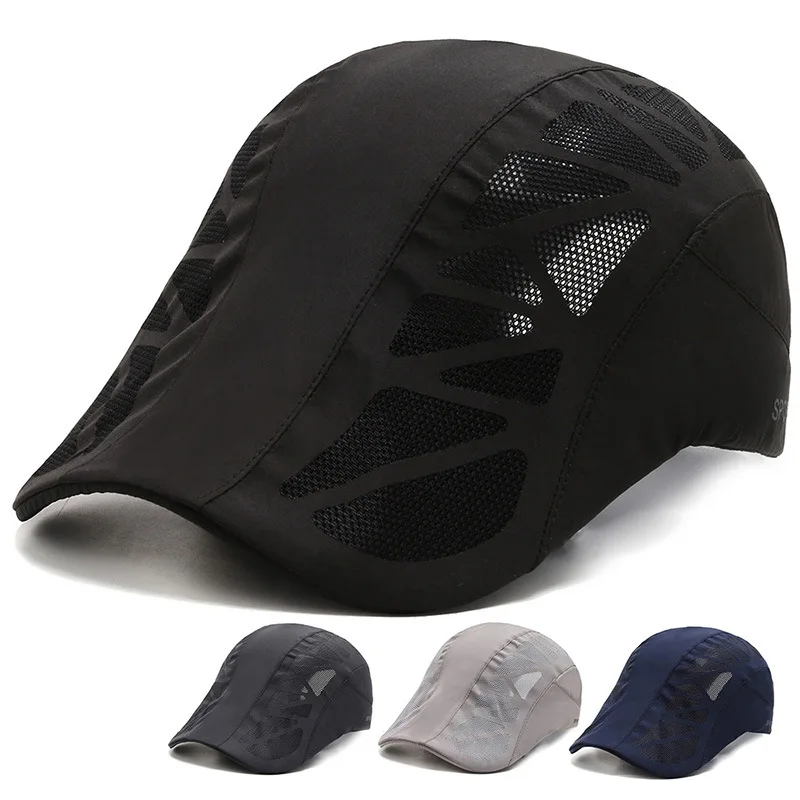 

New peaked cap men's summer simple design mesh hat middle-aged and elderly drivers outdoor sunshade hiking travel sports beret