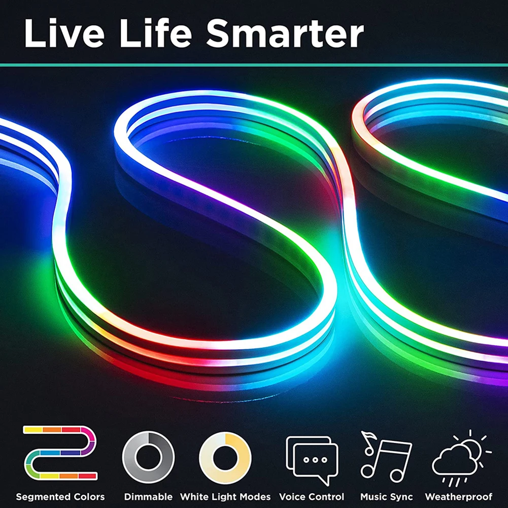 

RGB Interior Lighting Controllable DIY Bedroom Lighting Dimmable Flexible Strip Light Intelligent Bendable for Home Decoration