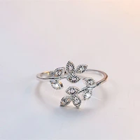tulx new creative leaf branch shape open ring for women korean fashion finger jewelry luxury zircon wedding party girls rings