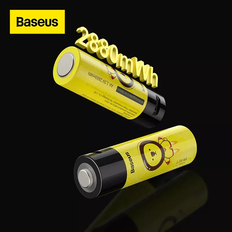 

Baseus 2PCS AA Rechargeable Lithium-ion Battery 2880mWh High Capacity With Cable For Toys Flashlight Modelcars Games Player