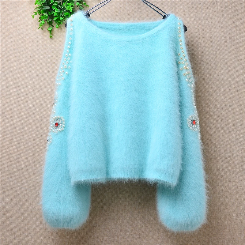 

Женский пуловер из меха норки и кашемира, с открытыми плечами