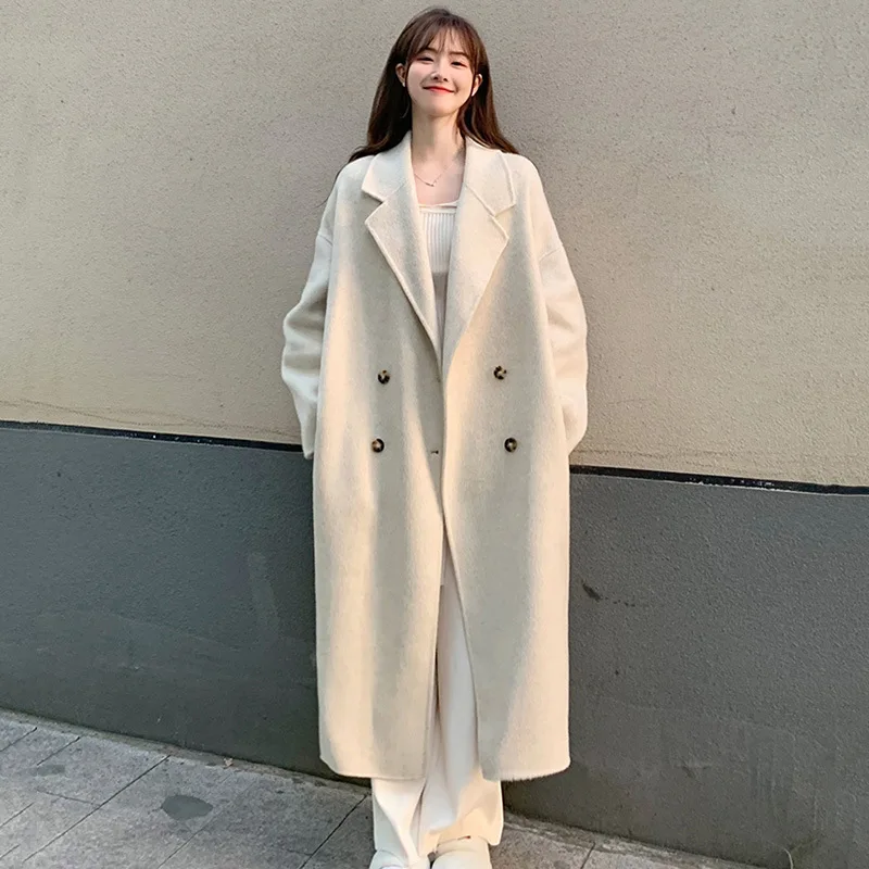 

SuperAen 2023 двухстороннее шерстяное пальто женское длинное осенне-зимнее новое длинное пальто в Корейском стиле