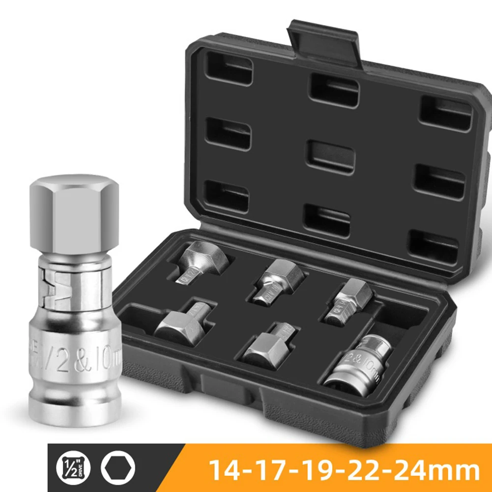

Hex Bit Electric Wrench Socket 14/17/19/22/24mm Hex Socket Sleeve Nozzles Nut Driver Set Drill Bit Adapter Hex Power Tools