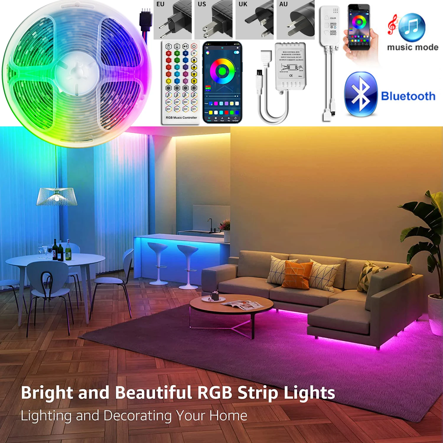 

Led Light for Bedroom 12V Rgb Strip 5V Tape 5050/2835 Lights Argb Waterproof Backlight Cabinets Pc Lighting Living Room Usb 12 V