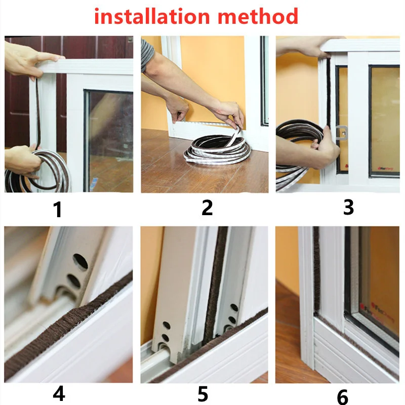 10M Brush Strip Self Adhesive Door Window Sealing Home Wind-proof Sound Insulation Gasket |