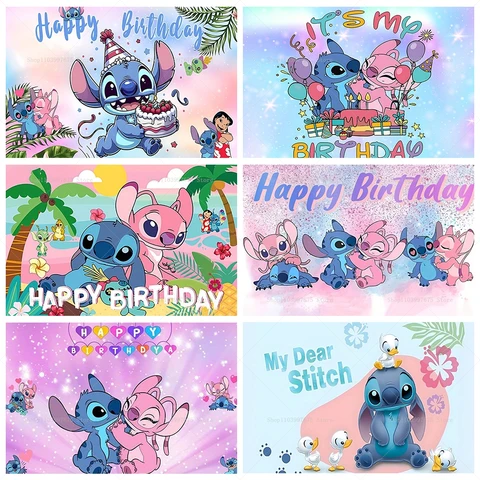 Фон Для Фотобудки Disney Lilo & Stitch Для Детей, Украшения Для Дня Рождения, Виниловый Баннер, Реквизит Для Фотостудии