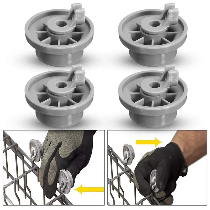 

4 X Dishwasher Lower Basket Rail Wheels For Neff & Siemens Grey 165314