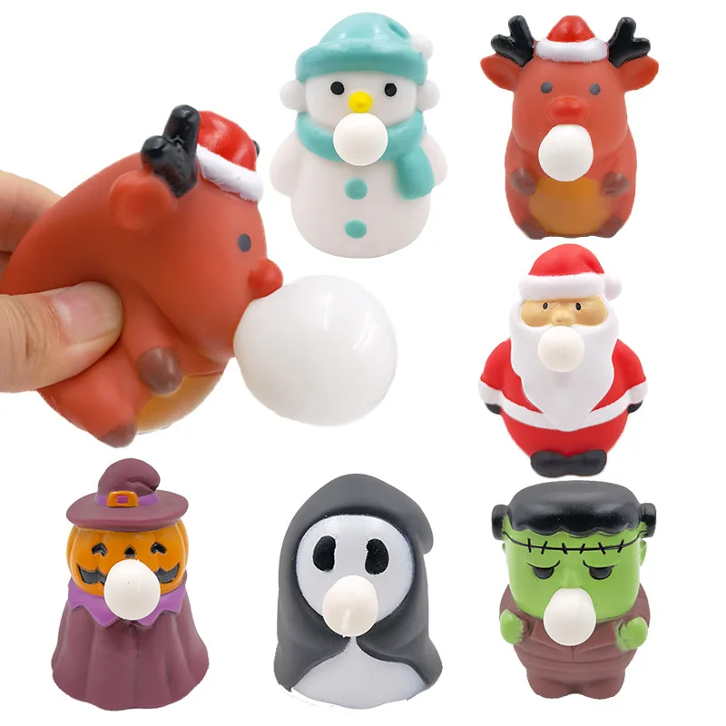 

Squeezing Blowing Bubbles Christmas Santa Claus Vent Animal Toys Decompression Fidget Antistress Sensory Stress Reliefing Gift