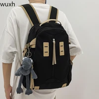 fashion nylon backpack solid color simple student bag large capacity cool multifunctional travel bag neutral style schoolbag