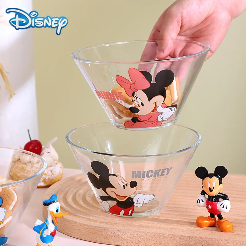 

kids Disney Mickey Minnie Mouse Cartoon Glass Bowl Large Kawaii Daisy Donald Duck Vajilla Vidrio Dessert Salad Bowl Large