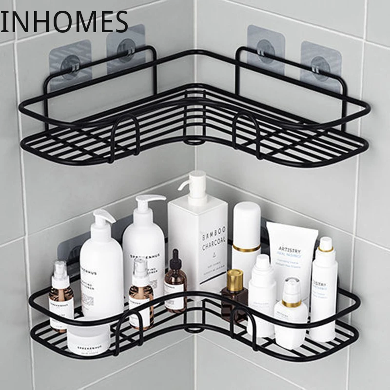 

Настенный стеллаж для хранения в ванной комнате, корзина для душа, полка, держатель для шампуня, полки, аксессуары для туалета, кухонный орга...