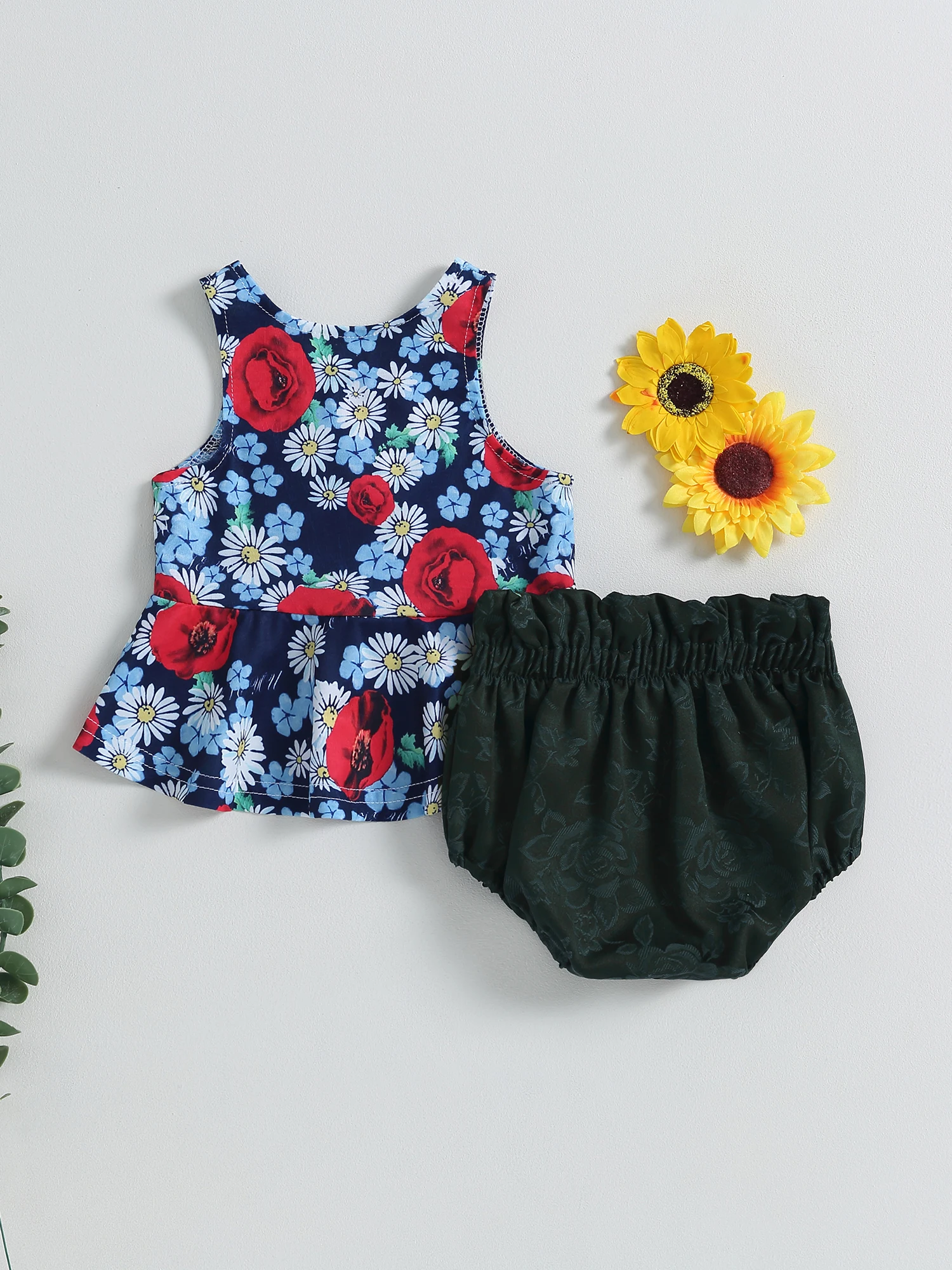 

Укороченные шорты с цветочным принтом, 2 шт., 3-24 месяца