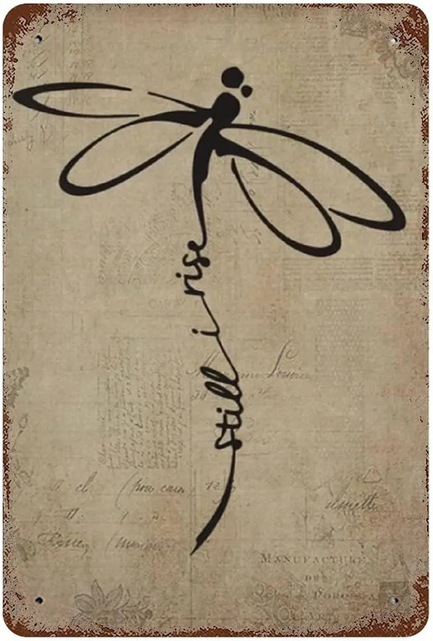 ntque Metl Tn Sgn Drgonfly Let t Be Vntge Стиль Ретро Stll Rse Drgo
