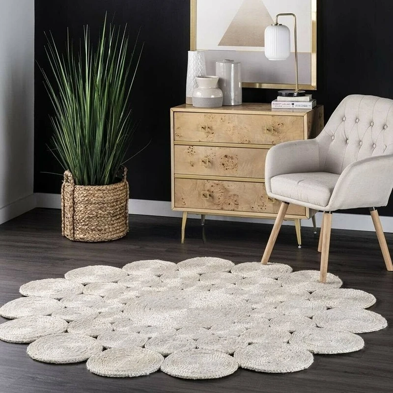 Rug 100% Natural Braided Jute Bohemian Area Carpet Handmade Reversible Decor Rug Carpets for Living Room