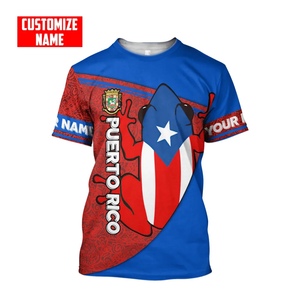 Футболка мужская с 3D-принтом Пуэрто-Рико, топ с круглым вырезом и коротким рукавом для отдыха, в американском стиле, индивидуальная женская рубашка, лето