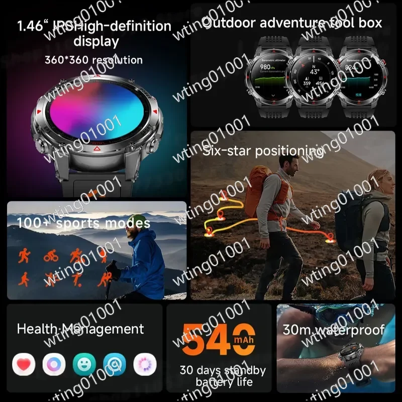 Фото GPS-смарт-часы для занятий спортом на открытом воздухе, компас, барометр, водонепроницаемые до 30 м, фитнес-трекер, монитор активности для пеших прогулок и бега №2
