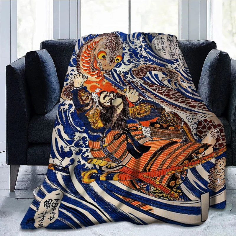 Одеяло в японском стиле самурая мягкое Фланелевое покрывало азиатском с