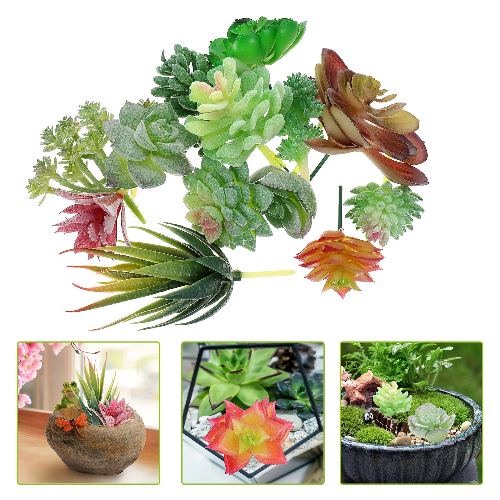

Succulent Succulentsfake Artificial Faux Mini Unpotted Picksdiy Smallplastic Flocking Realistic Stems Arrangement Pick Simulated