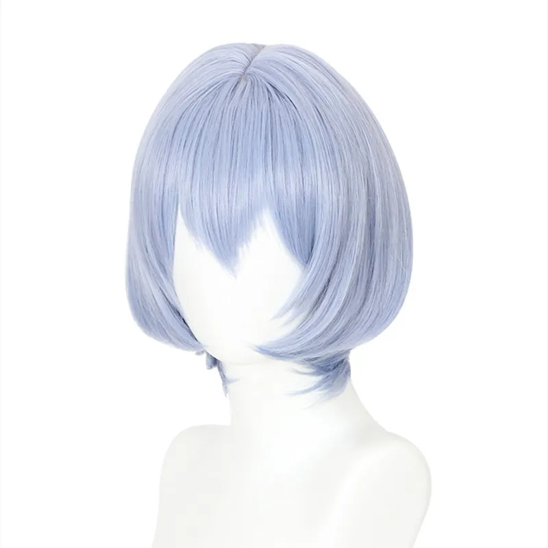 Japonya Anime Ayanami Rei cosplay peruk kısa açık mavi isıya dayanıklı sentetik saç Cosplay şapkalar kostümleri