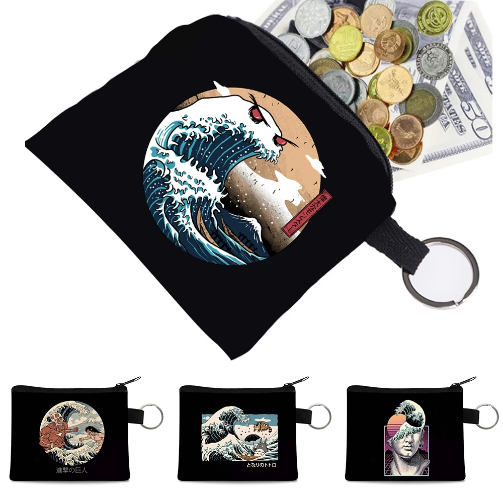 

Cartoon Waves Print Coin Purse Fahsion Handbag Women's Wallet Clutch Portable Wallets Simplicity Tote Bag Daily Use Sundries Bag