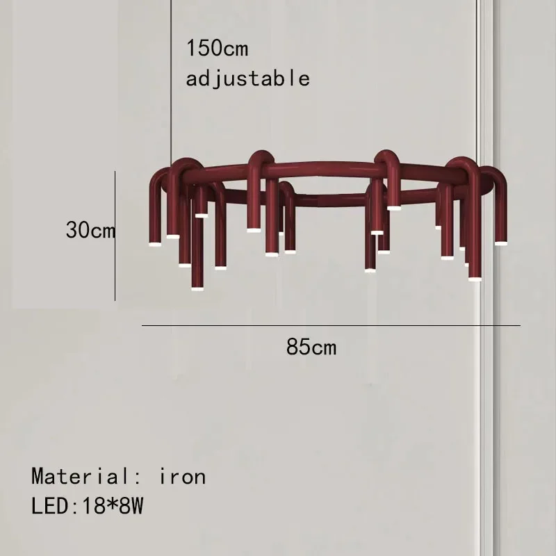 

Подвесная люстра TAONUANSHU U-образная красная черная