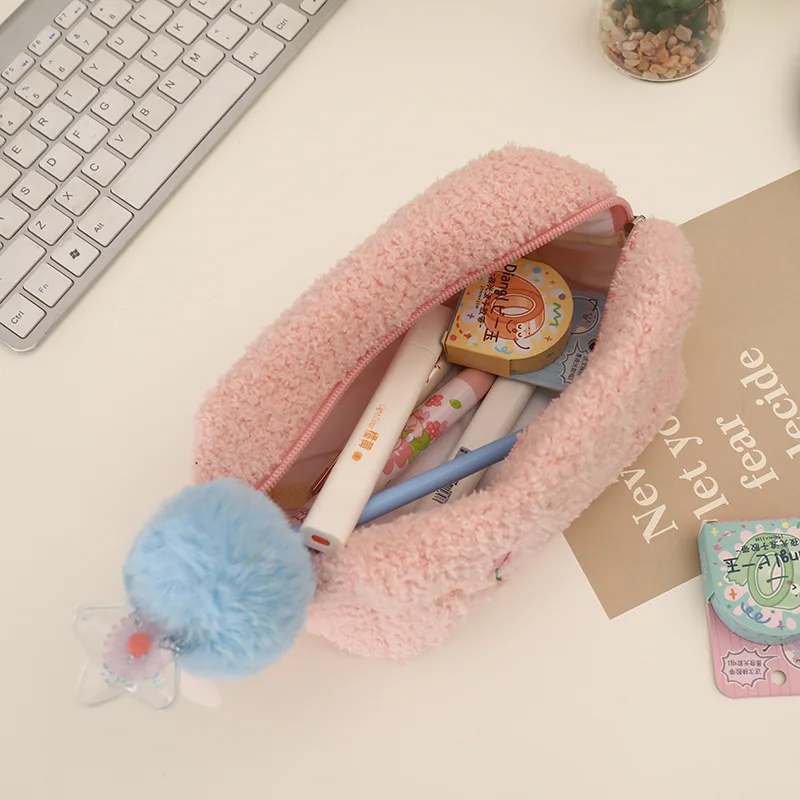 

Soft Plush Pencil Bag Stationery Holder Large Capacity School Case Student School Supplies Portable Travel Cosmetic Bag
