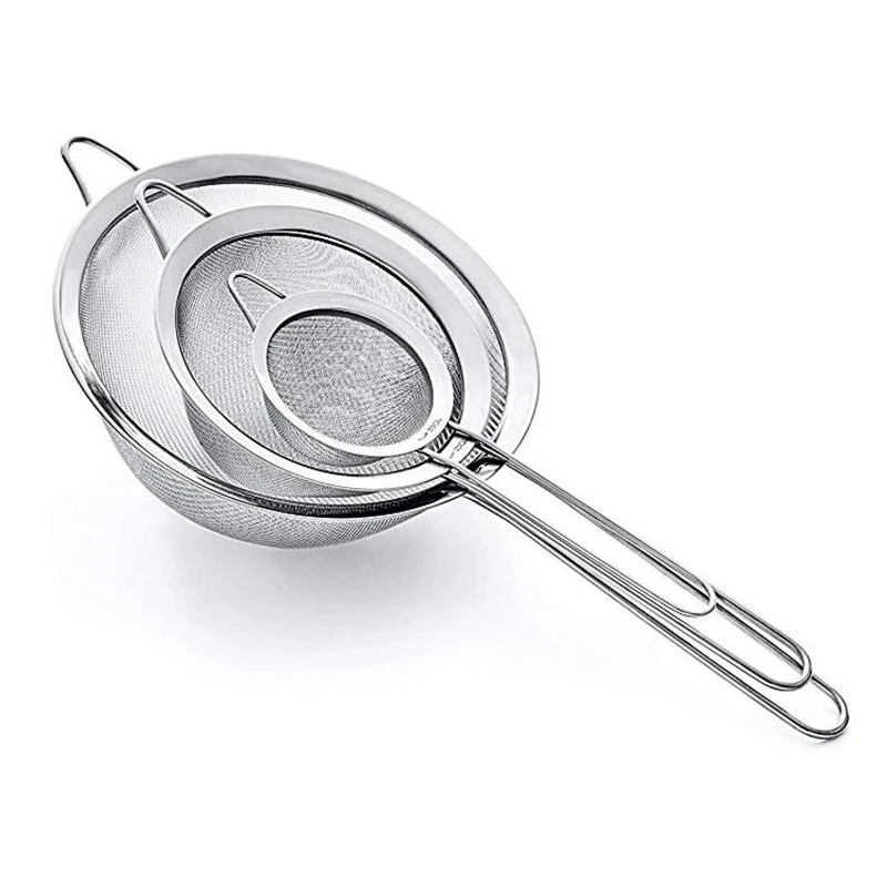 

Set Of 3, Stainless Steel Wide-Edge Twill Oil Grid Colander, Kitchen Utensils, Oil Fishing Soy Milk Bird's Nest Filter Colander,