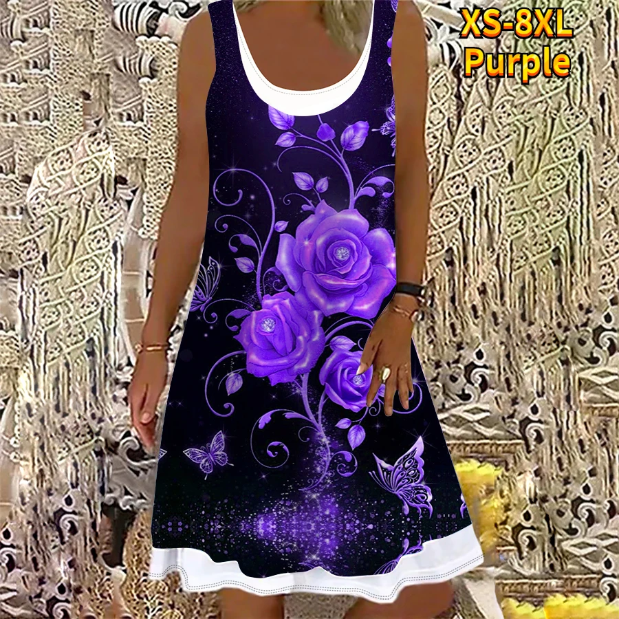 

Платья для женщин, лето 2023, женские повседневные Модные Платья До Колена без рукавов с принтом и припоем из полиэстера