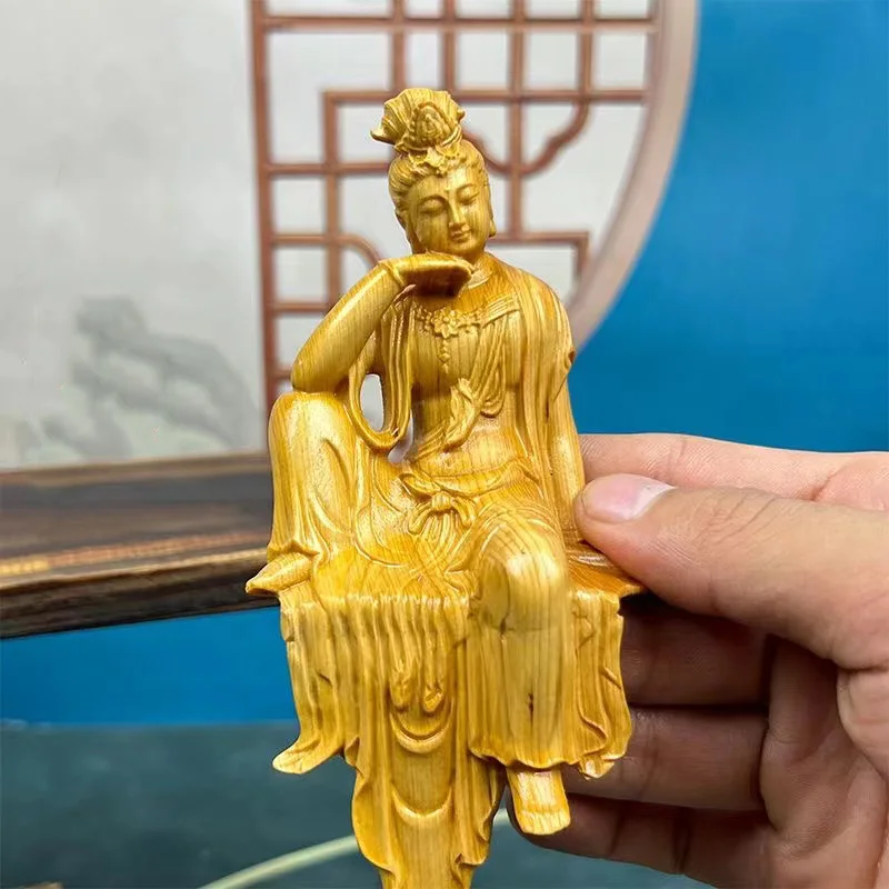 Натуральная декоративная статуэтка Cypress Guanyin- Lao-Tzu статуэтки с китайскими