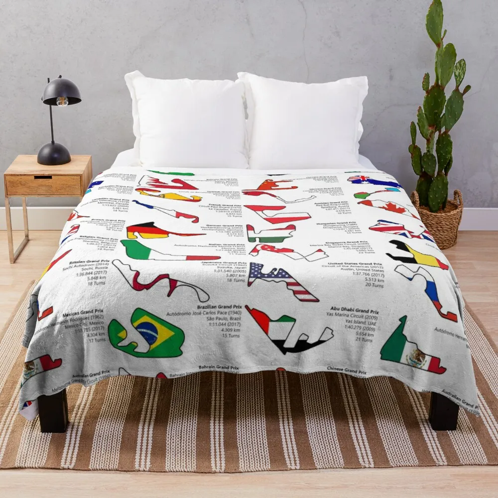 

Formula 1 Circuits Grand Prix 2018 Throw Blanket Blanket With Well Thick King Wool