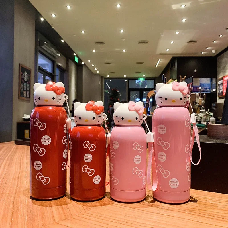 

280Ml Kawaii Hello Kittys Kt Thermos Cup Anime Sanrioes Cute Portable Cartoon Mini Water Bottle kids Coffee Mug Holiday Gift Toy