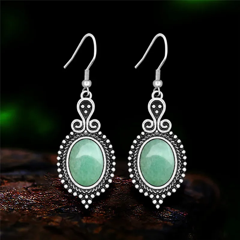 Женские винтажные серьги из натурального кварца