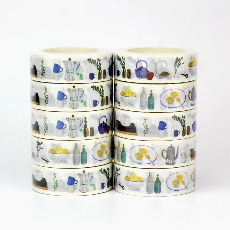 

Bulk 10pcs/Lot Decorative Teacups and Teapots Vase Japanese Paper Washi Tapes Journaling Adhesive Masking Tape Stationery