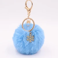convenience key ring car bag fur ball pendant key chain jewelry accessories fashion snowflake christmas plush keychain for women