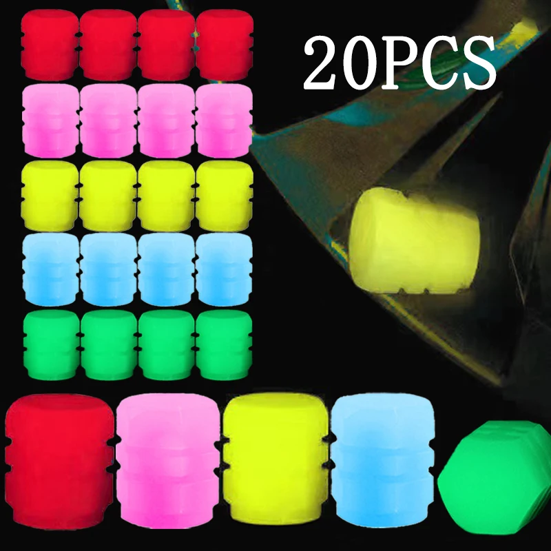 

20Pcs Mini Luminous Tire Valve Caps Car Motorcycle Colorful Glowing Valve Cover Tire Wheel Hub Styling Decor Auto Accessories